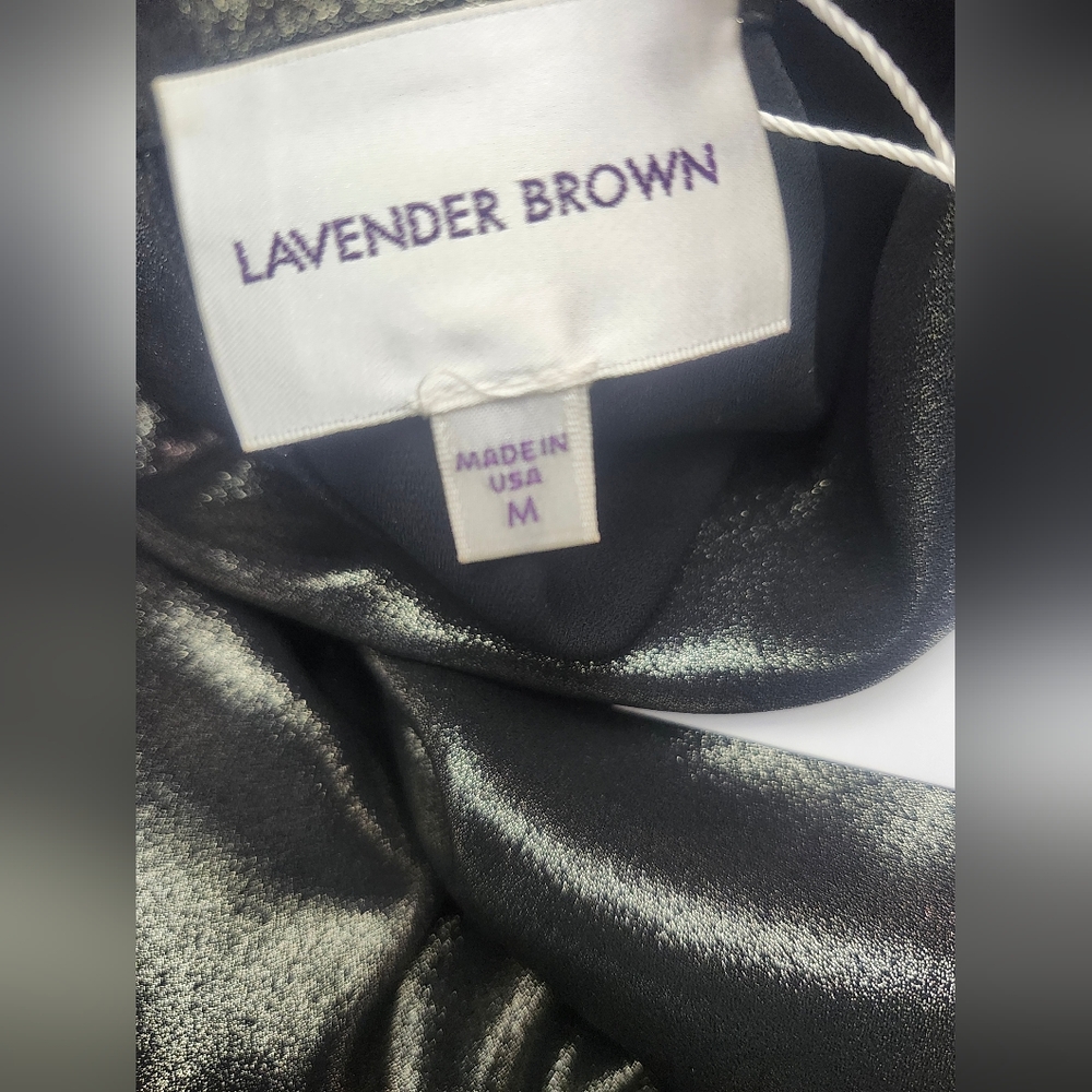 Lavender Brown Metallic Silver Long Sleeve Blouse - Picture 9 of 9